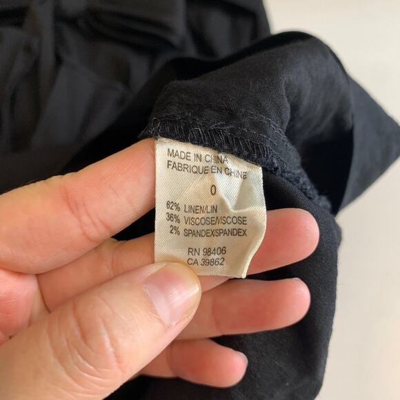 Theory Dress Womens 0 Black Simms Linen Blend Strapless Sash Bow Front Pockets - Picture 11 of 15